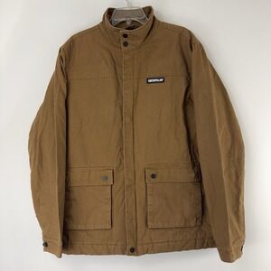 Caterpillar Men's Brown‎ Work Jacket XL Full Zip Snap Front Utility Pockets